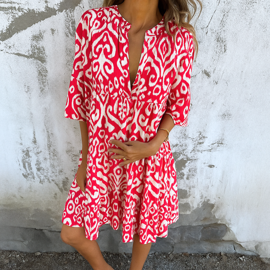 FLORELLA - ELEGANTE JURK MET V-HALSLIJN