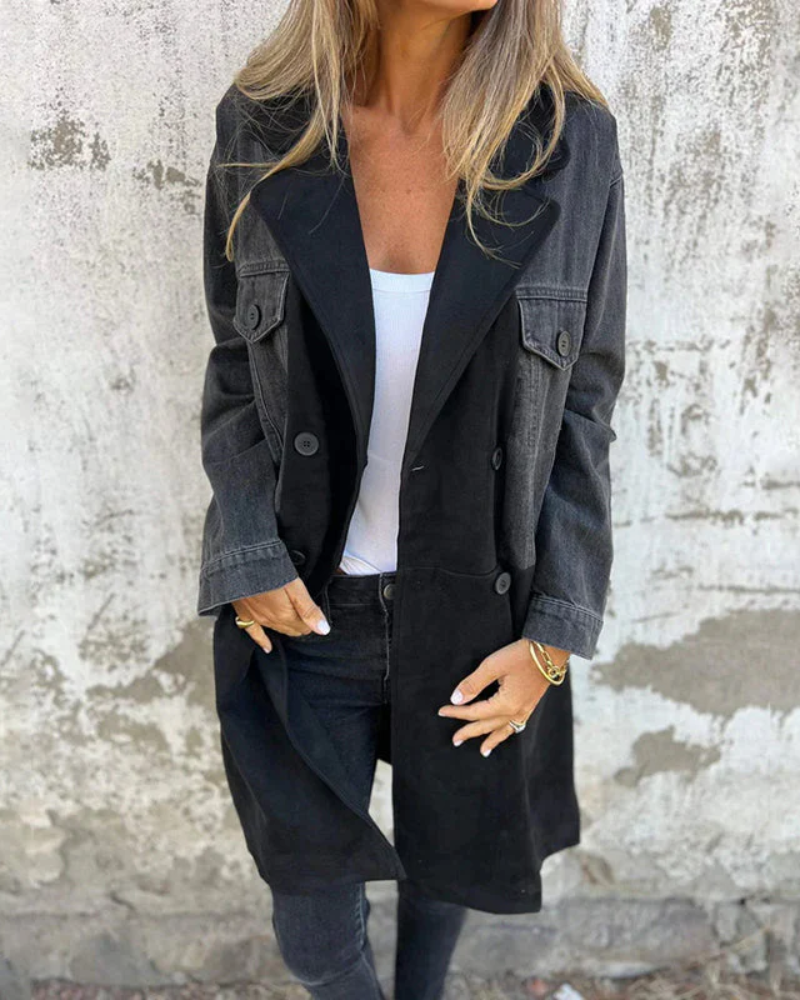 Sara - Denim en camelkleurige jas