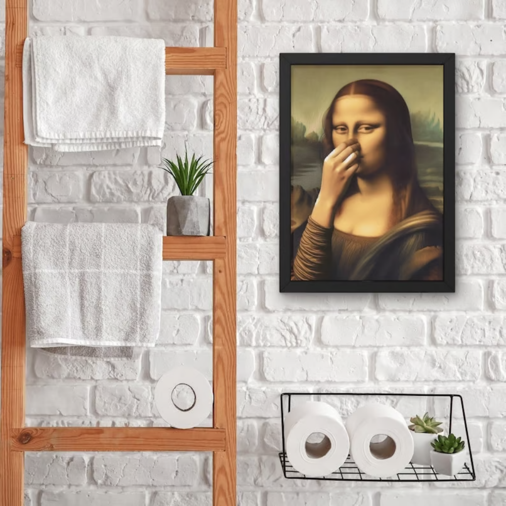 LooLisa™ – Vintage Grappige Badkamer Monalisa Muurkunst