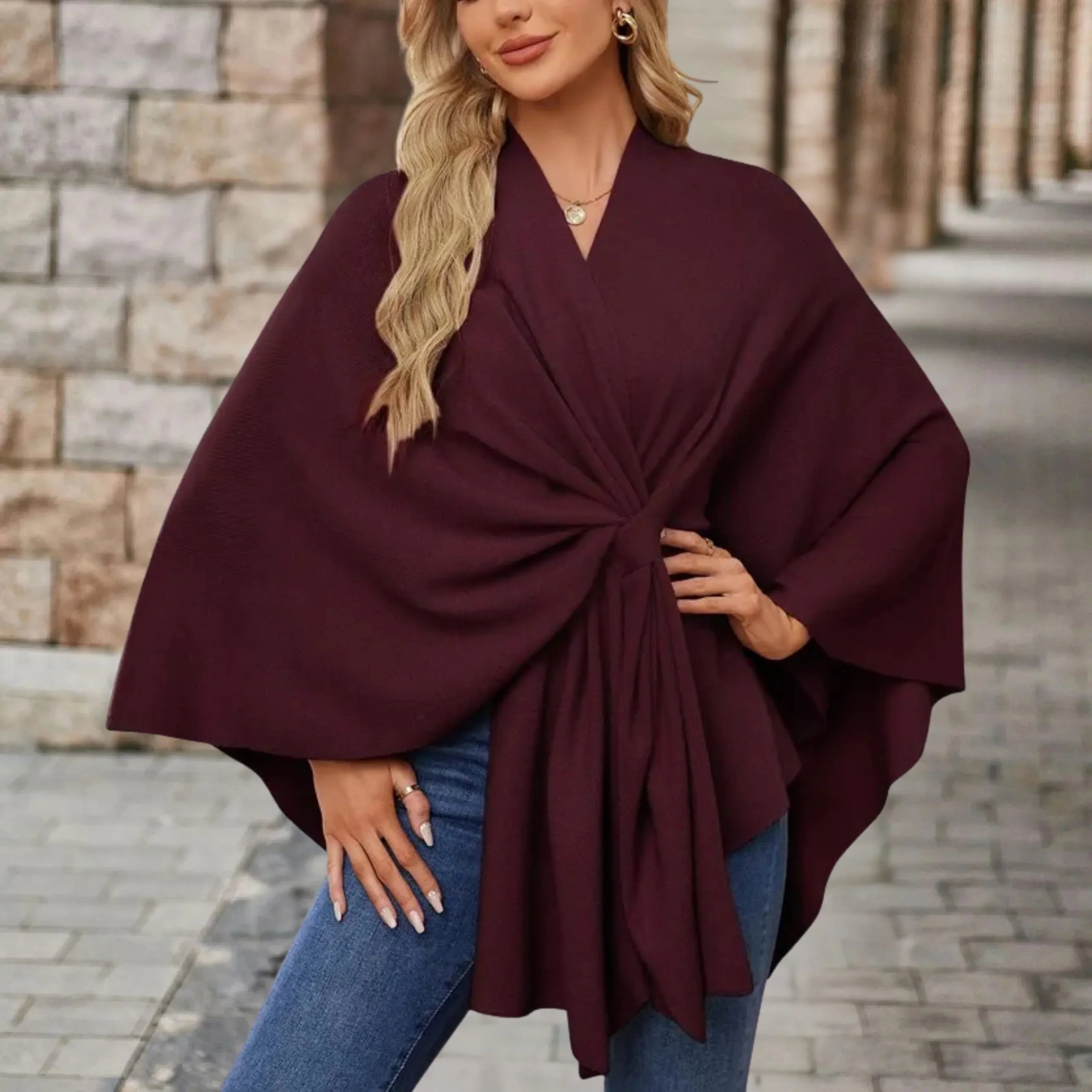 Benthe | Elegant Draped Poncho