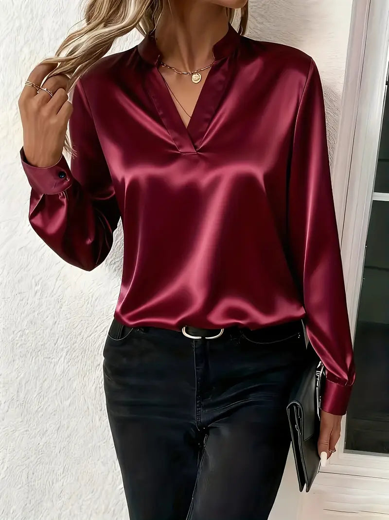 Elena™ | Elegante Satijnen Blouse