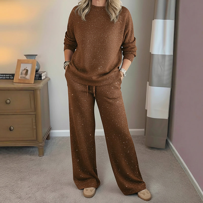 Dames glitter kerst-set: sweatshirt & broek.