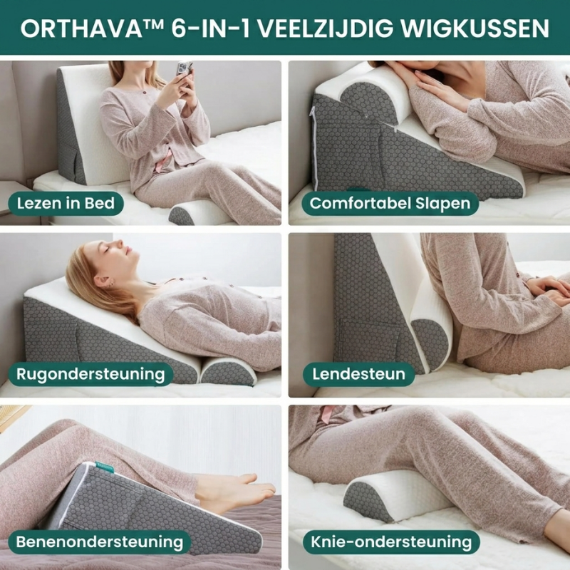 Orthava™ 6-in-1 Ergonomisch Wigkussen Met Verstelbare Hoofdsteun