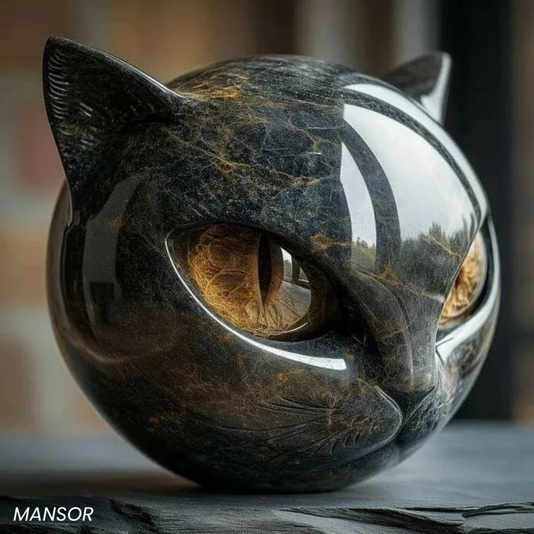 Mystieke zwarte kat beeldje