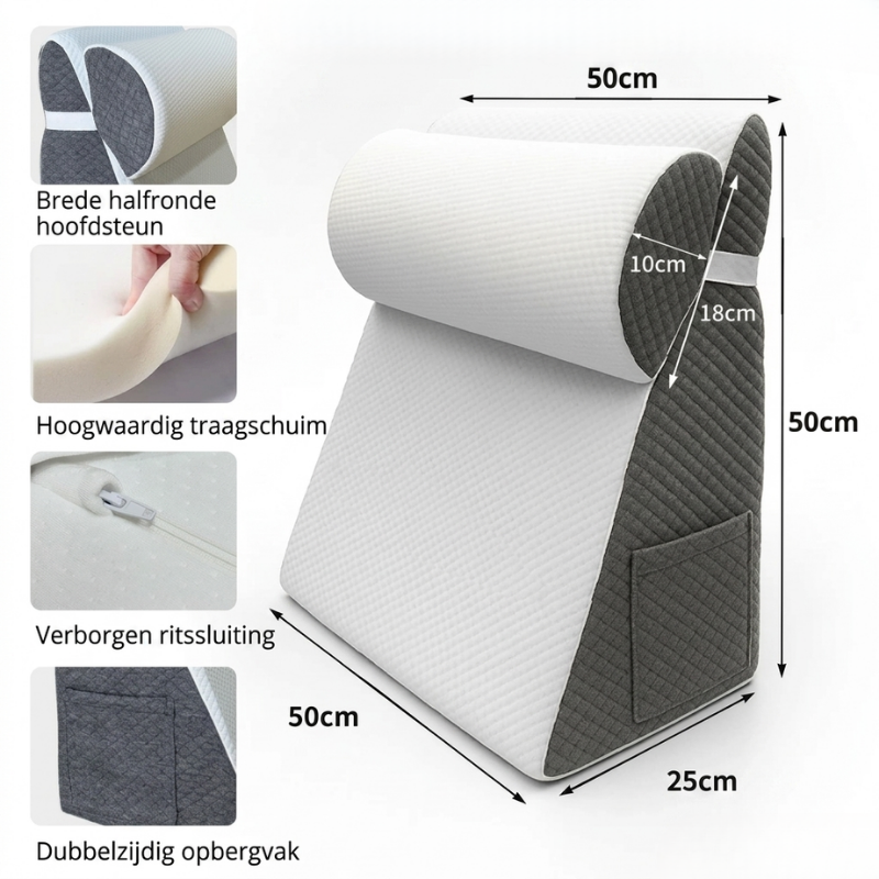 Orthava™ 6-in-1 Ergonomisch Wigkussen Met Verstelbare Hoofdsteun