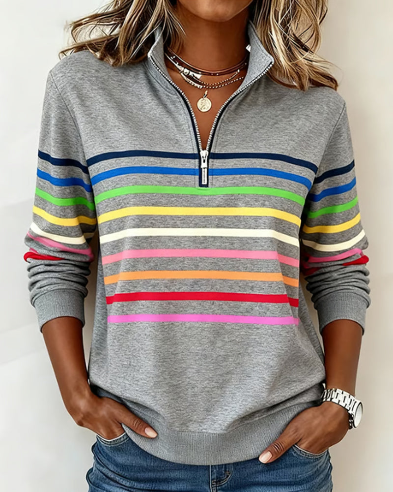 Vienna – Regenboog gestreepte Zip-sweatshirt
