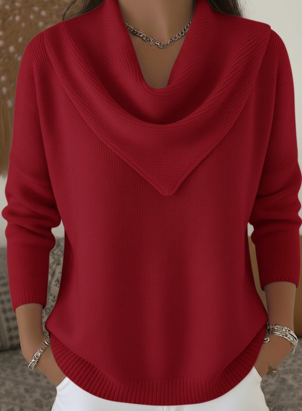 Amber™ | Dames Trui met Elegante Driehoekshals