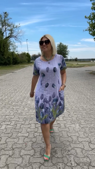 Neya™ - Zomer Jurk met ronde hals en mooie print