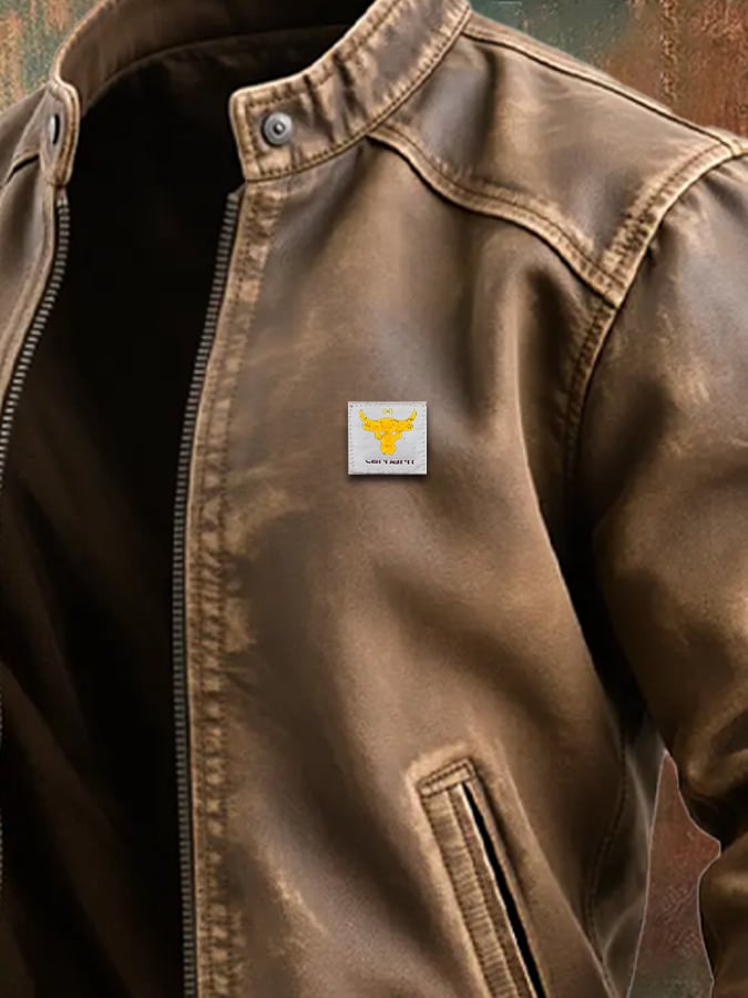 Vincenzo | Klassieke snit bruine verouderde leren jas