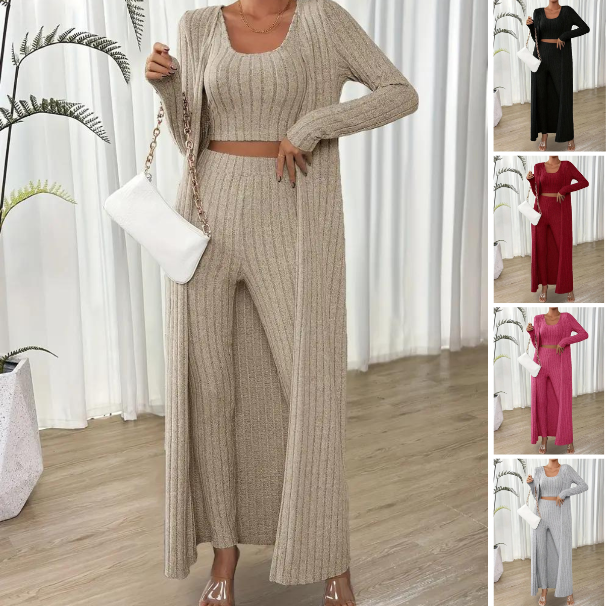 Solène - Chic Geribbelde Set