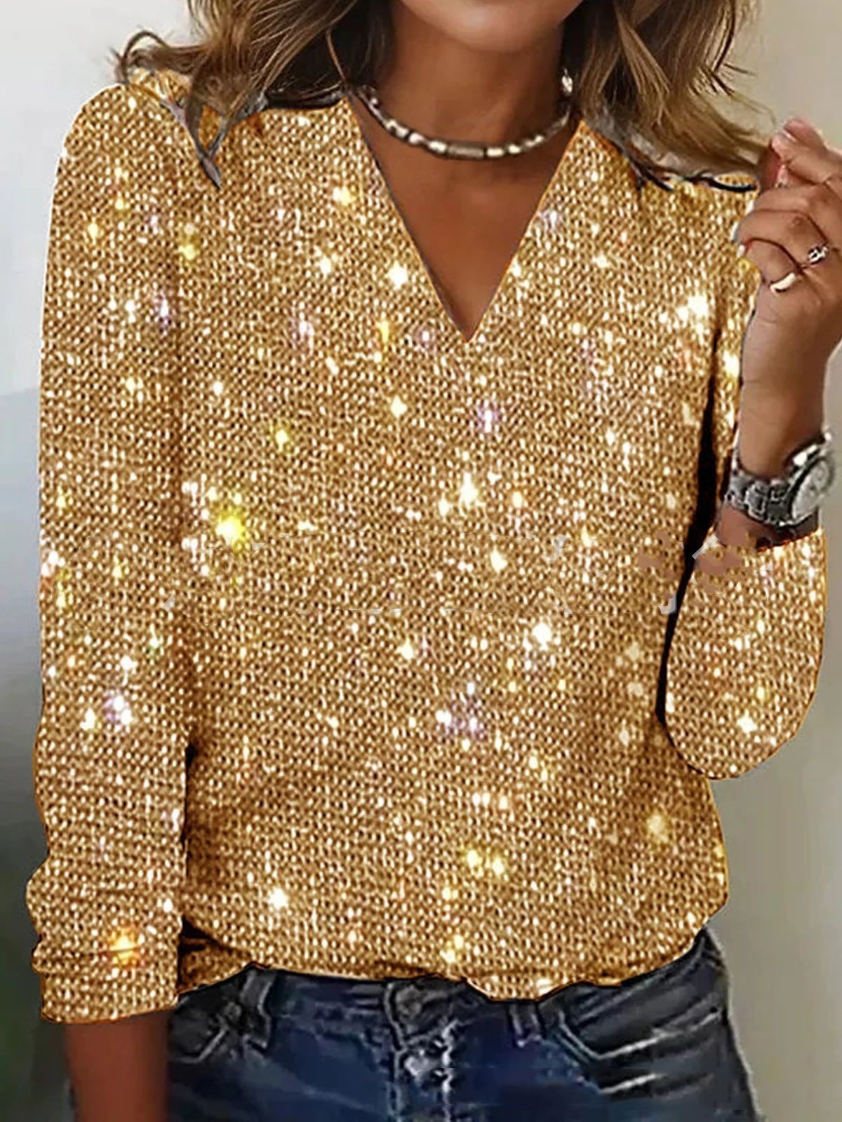 Elise | Glitter V-hals Blouse