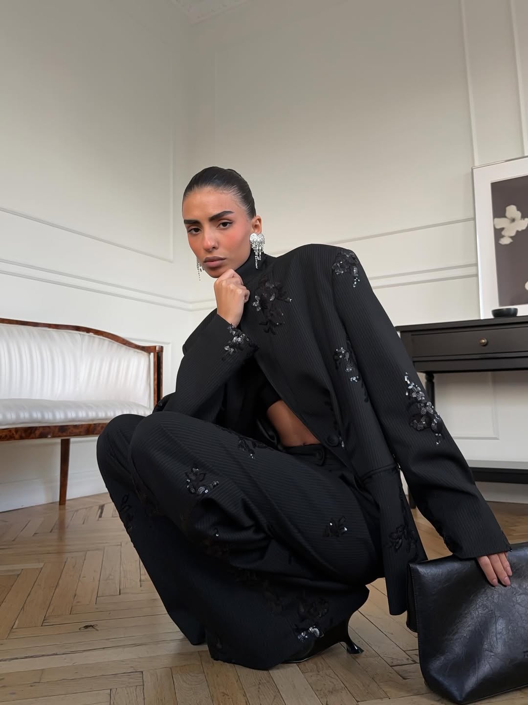 Pailletten-Belaste Blazer & Broek Set