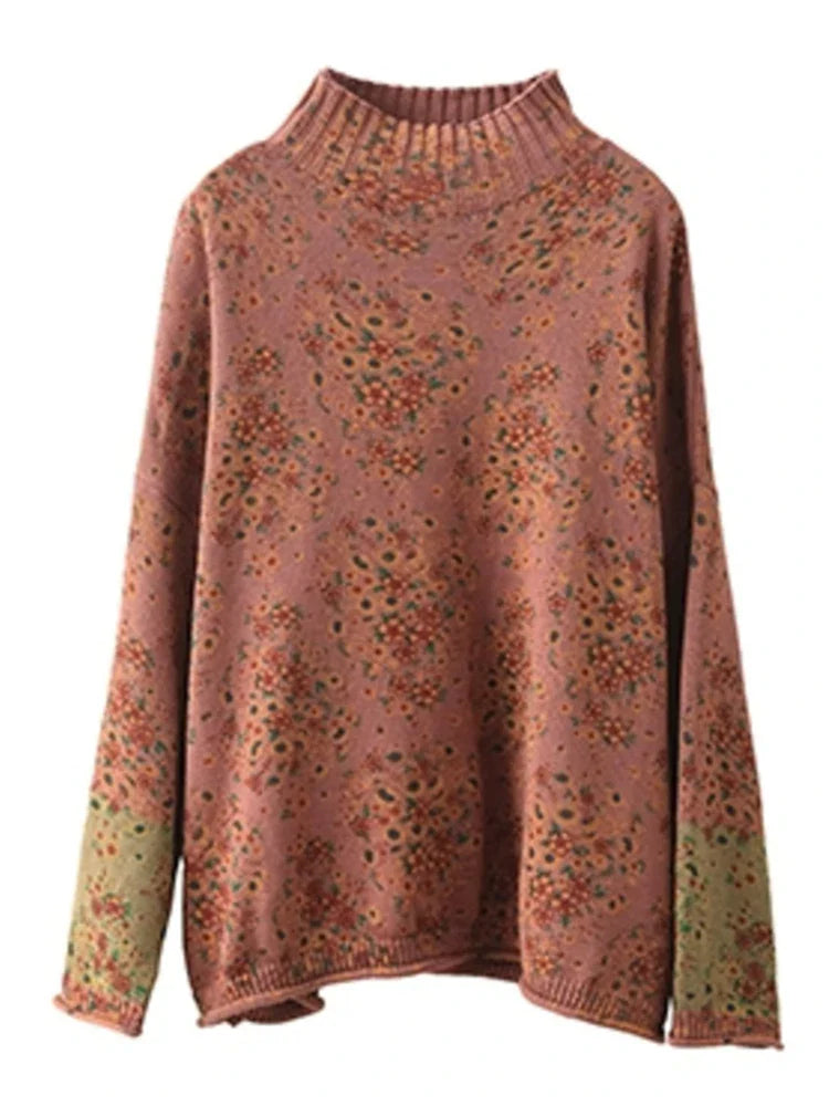 Ria | Vintage Bloemen Gebreide Coltrui