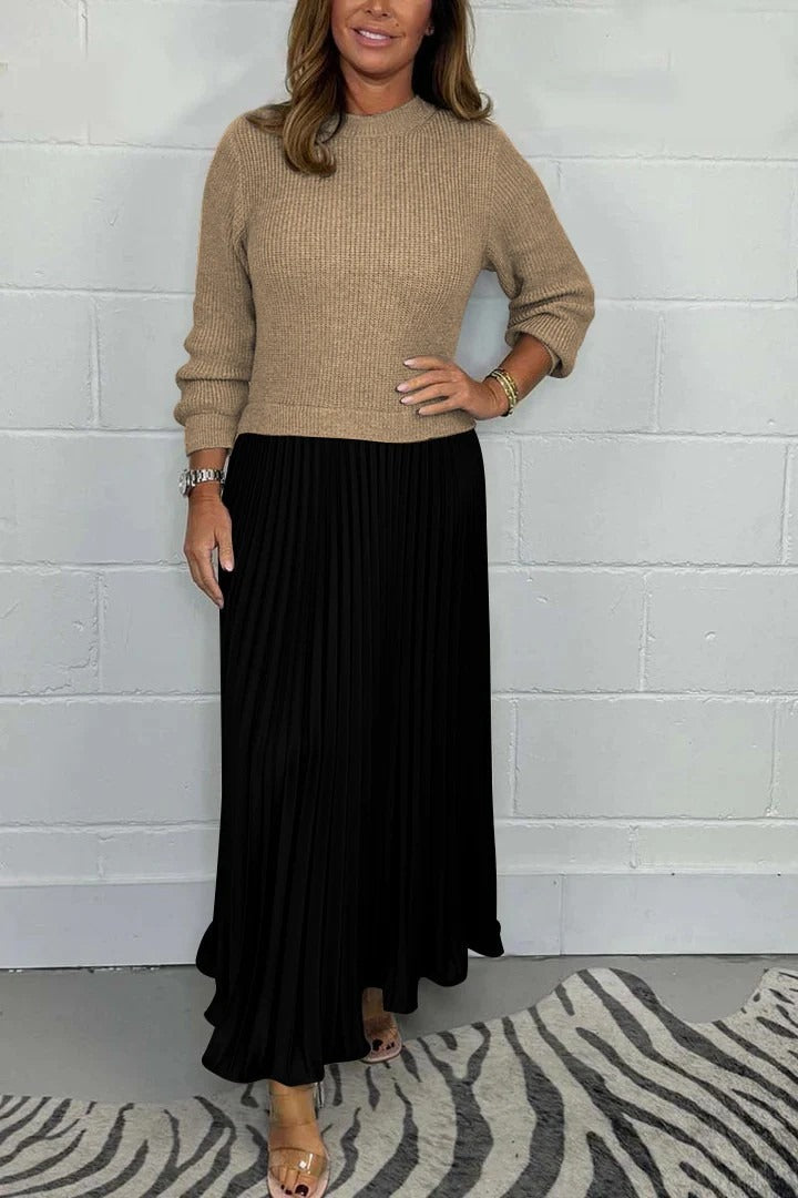 Charlotta | Maxi dress with sweater and pleated skirt