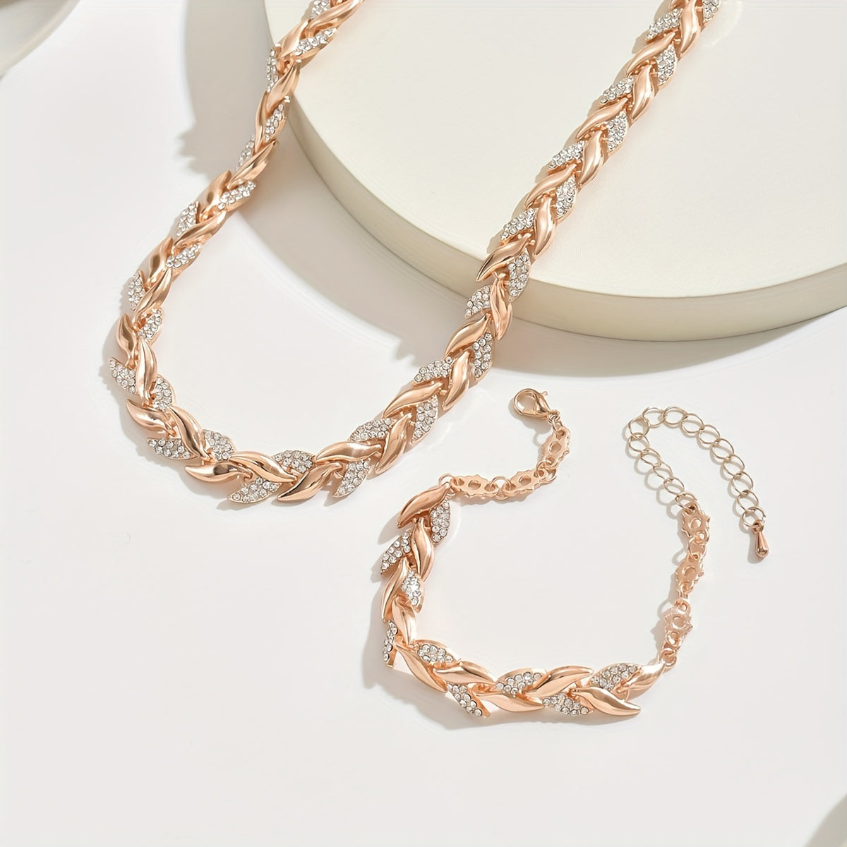 Éloria™ | Luxe Leaf Shine Set (Ketting + Armband)