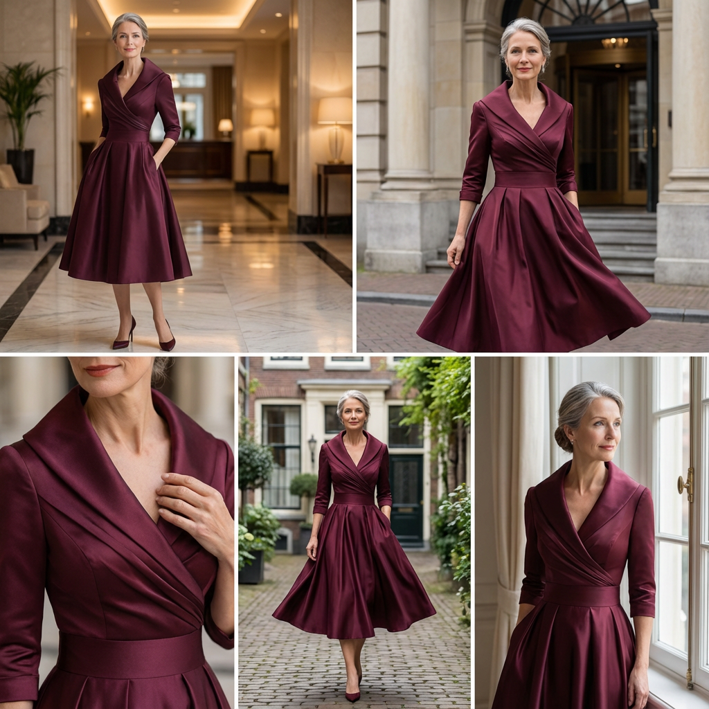 Rosalie | Elegante midi-jurk met subtiele glans