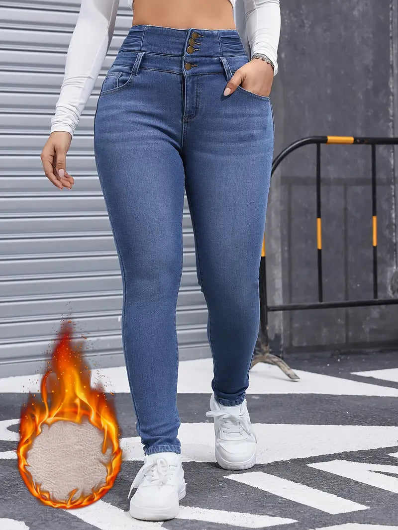 Mila™ | Verwarmde Jeans met Dubbele Tailleband