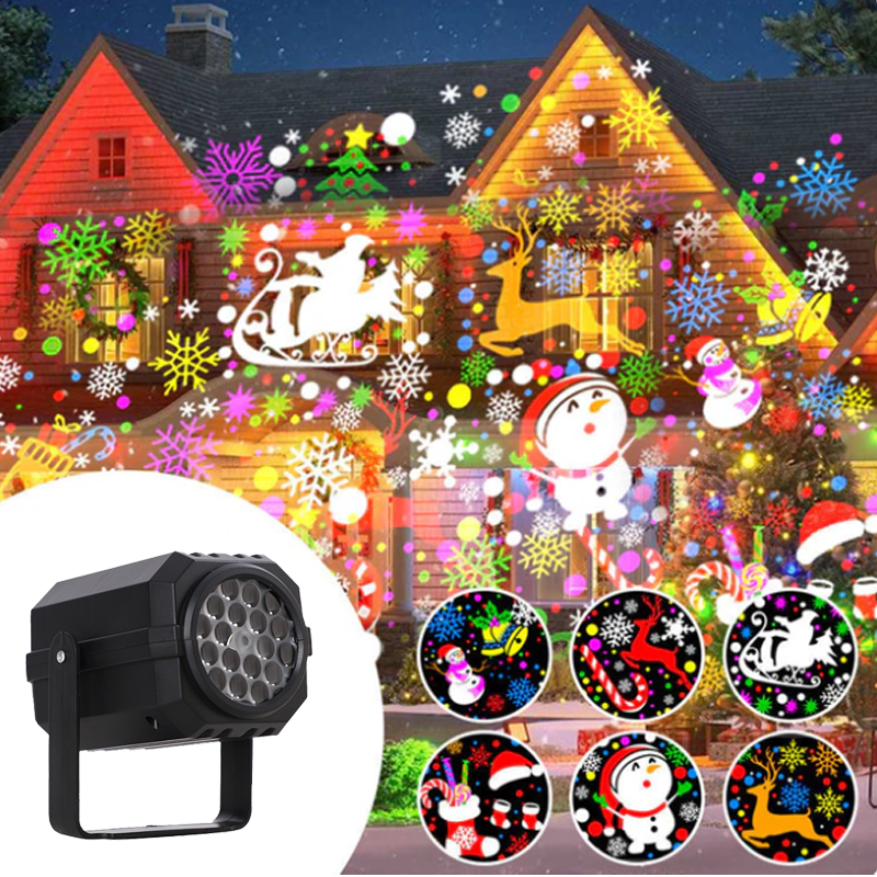 🎅 Rotating LED Christmas Pattern Projector Light – 16 Festive Patterns & Dynamic Effect 🎄✨