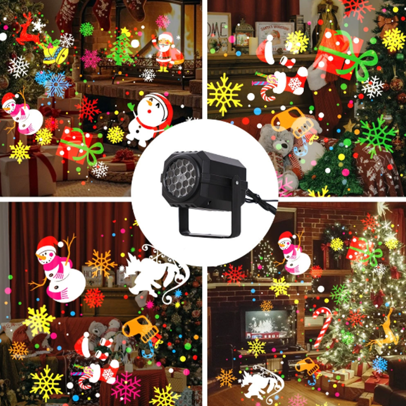 🎅 Rotating LED Christmas Pattern Projector Light – 16 Festive Patterns & Dynamic Effect 🎄✨