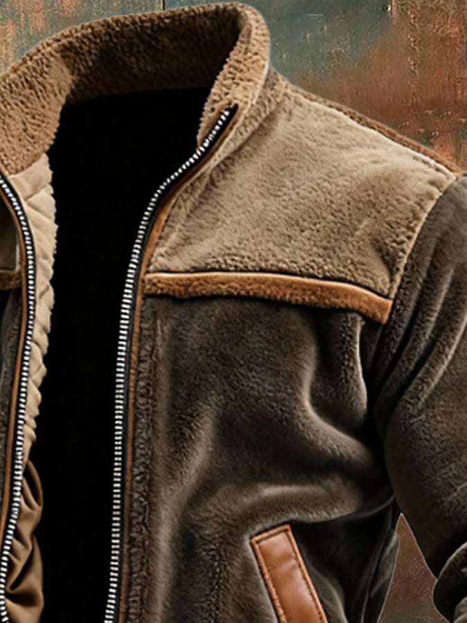 Gabriele | Warme velvet en leren jas met fleece voering