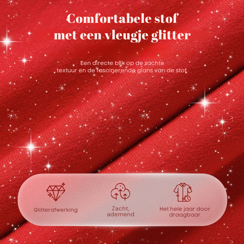 Dames glitter kerst-set: sweatshirt & broek.