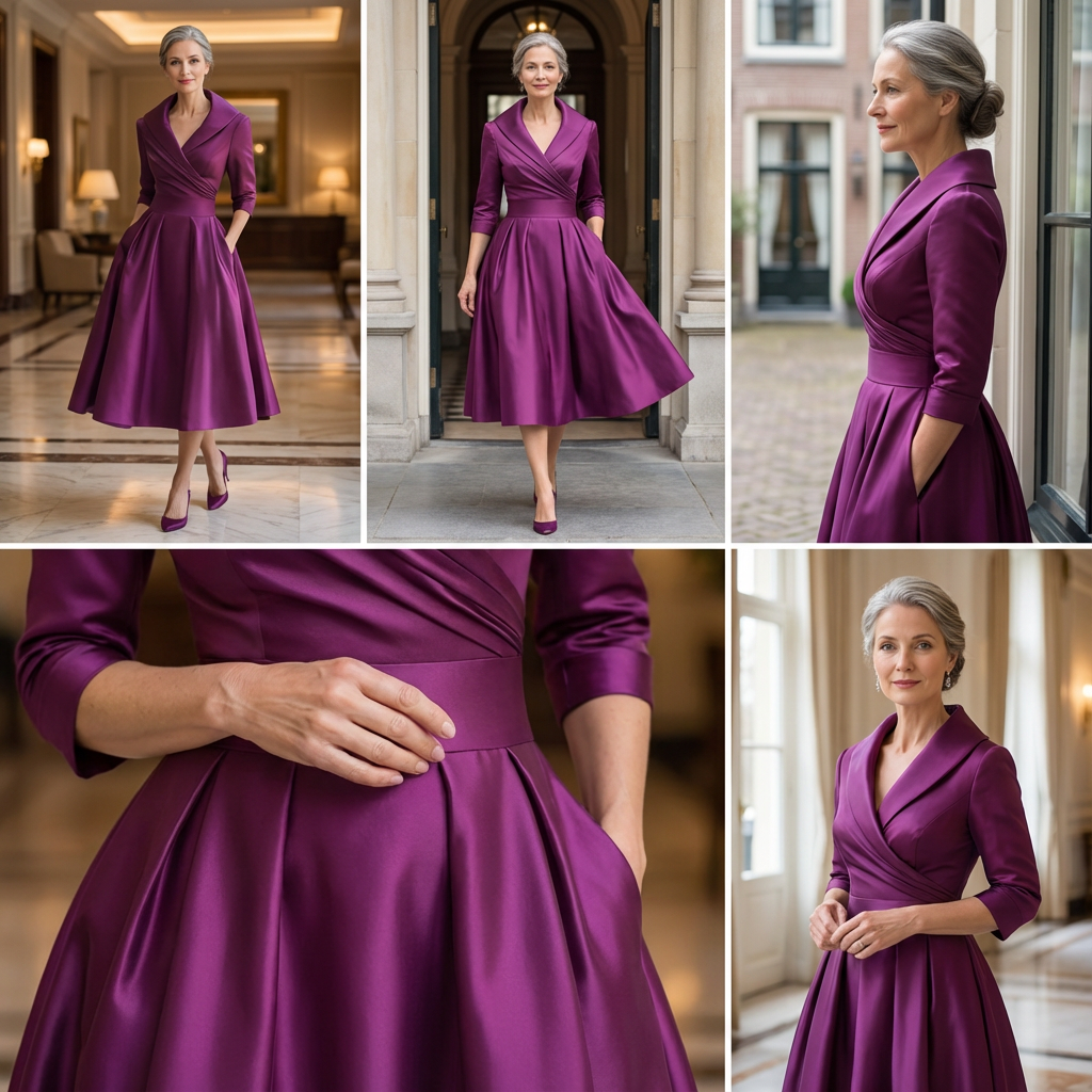 Rosalie | Elegante midi-jurk met subtiele glans