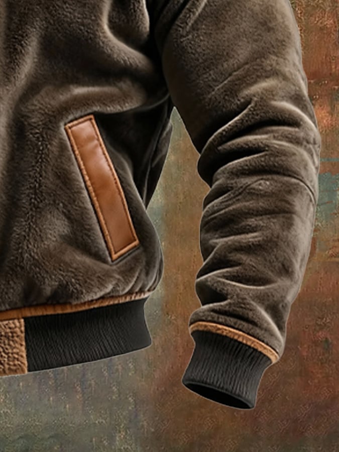 Gabriele | Warme velvet en leren jas met fleece voering