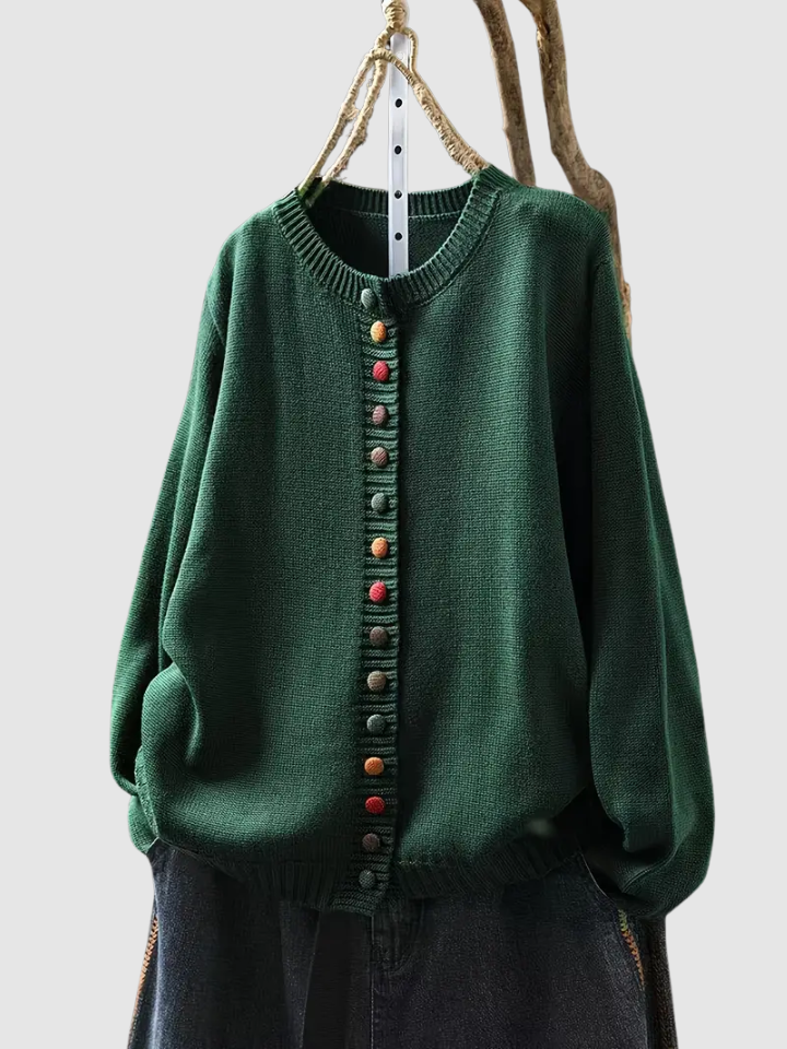 Clarisse | Gebreid vest met gekleurde knopen