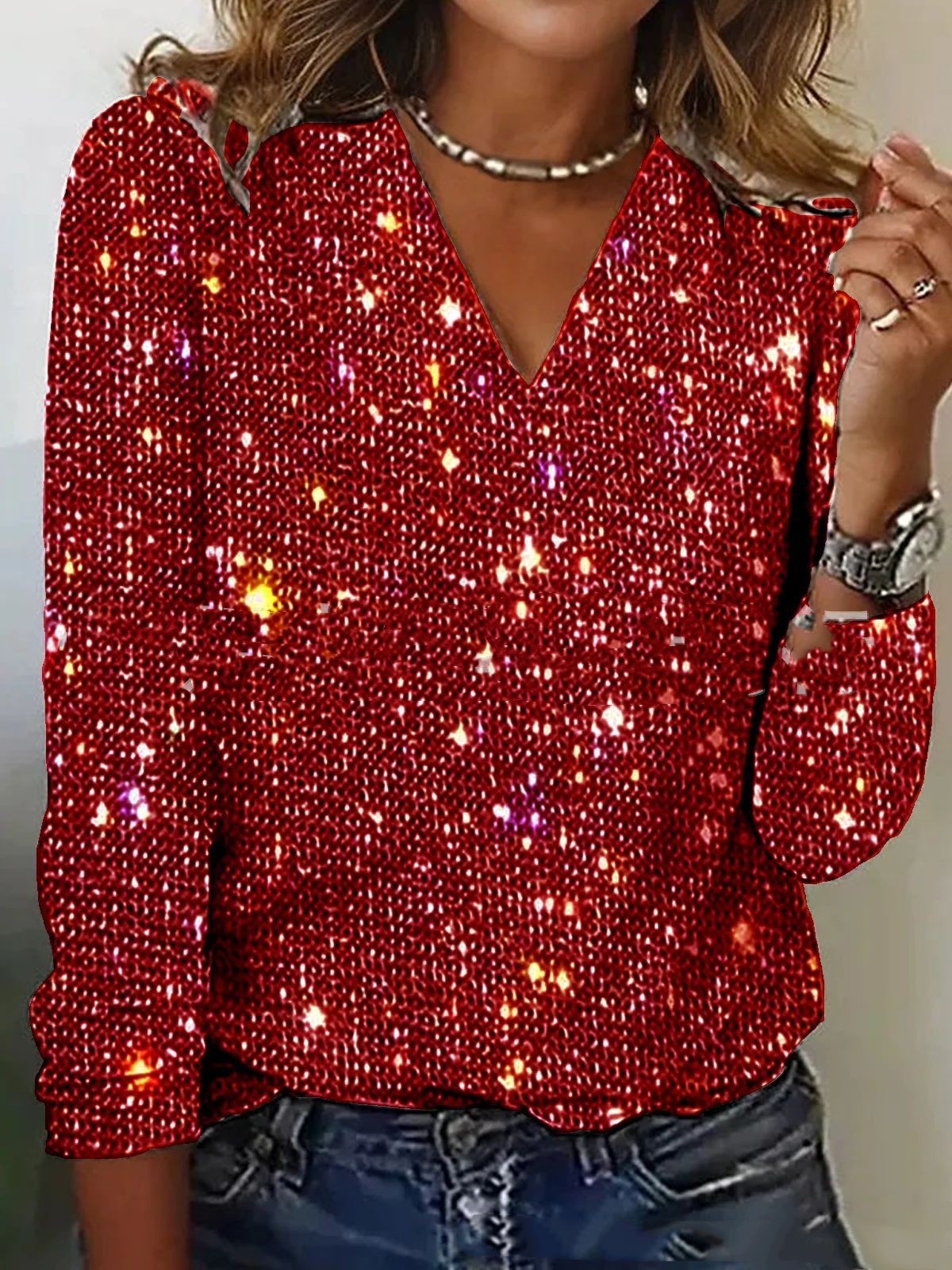 Elise | Glitter V-hals Blouse