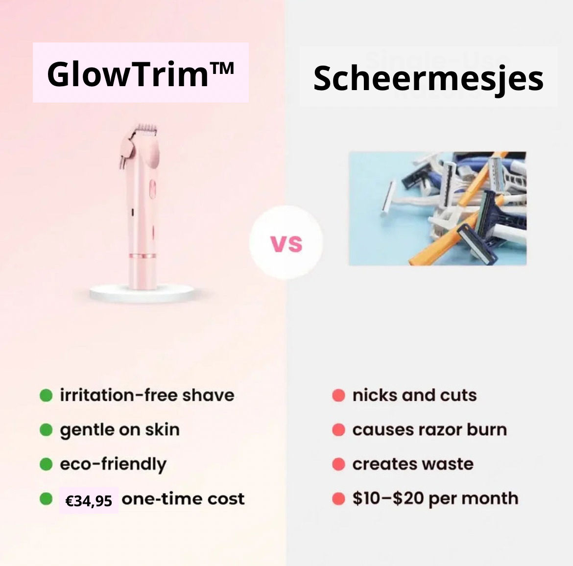 GlowTrim™ | 2-in-1 Pijnloze Lichaamshaar Trimmer