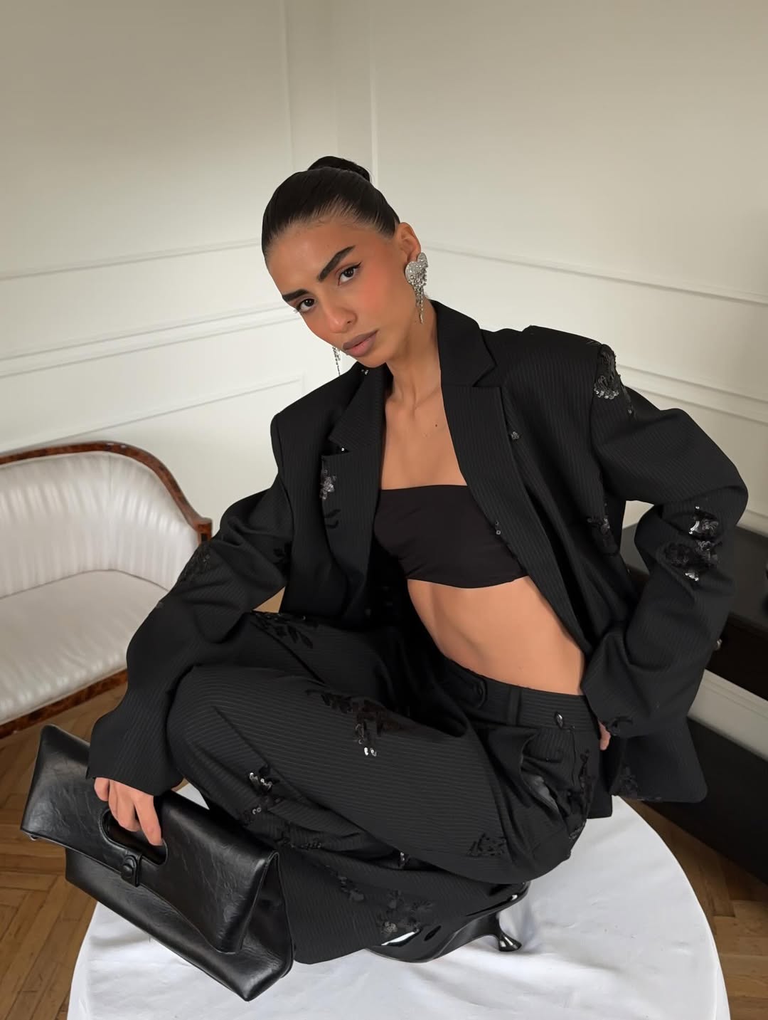 Pailletten-Belaste Blazer & Broek Set