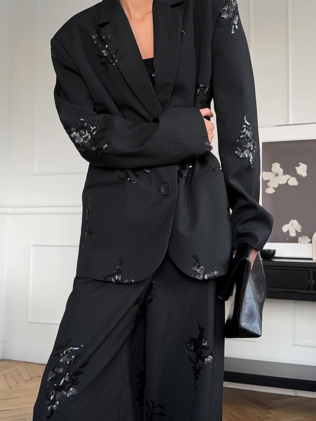 Pailletten-Belaste Blazer & Broek Set