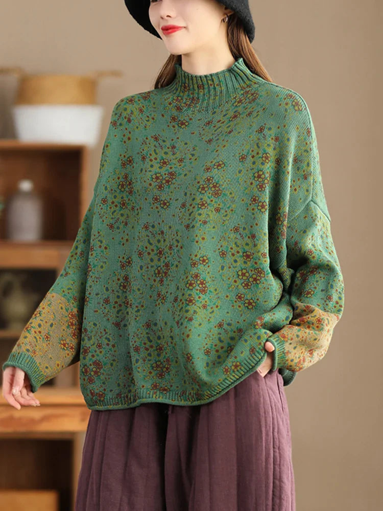 Ria | Vintage Bloemen Gebreide Coltrui
