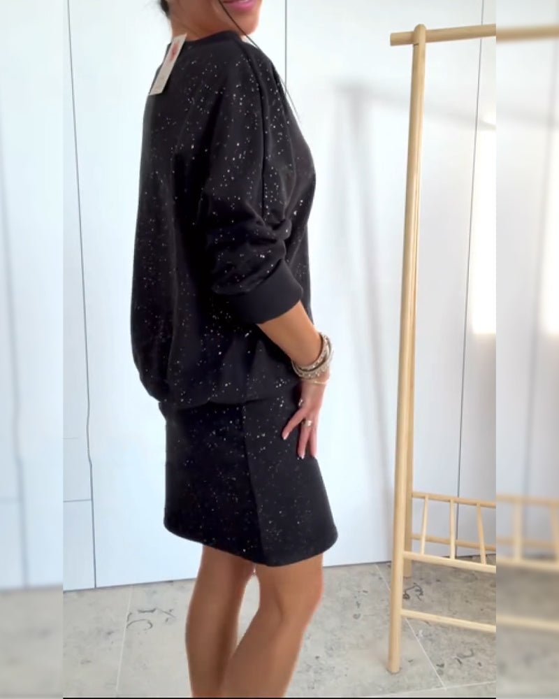 Elegante Glitter Jurk met Ronde Halslijn