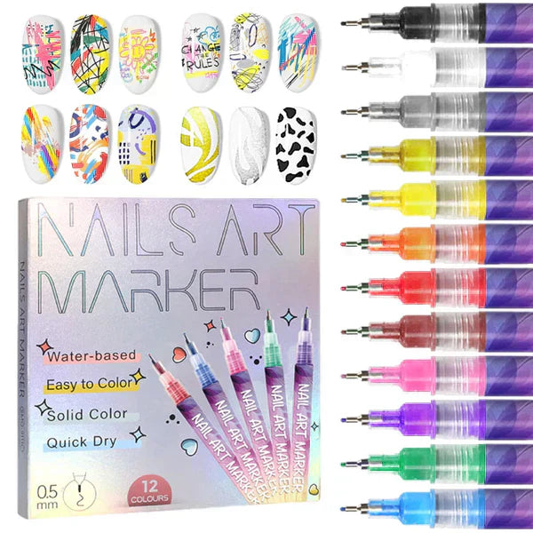 🎨12-Color Nail Art Pen Set 💅