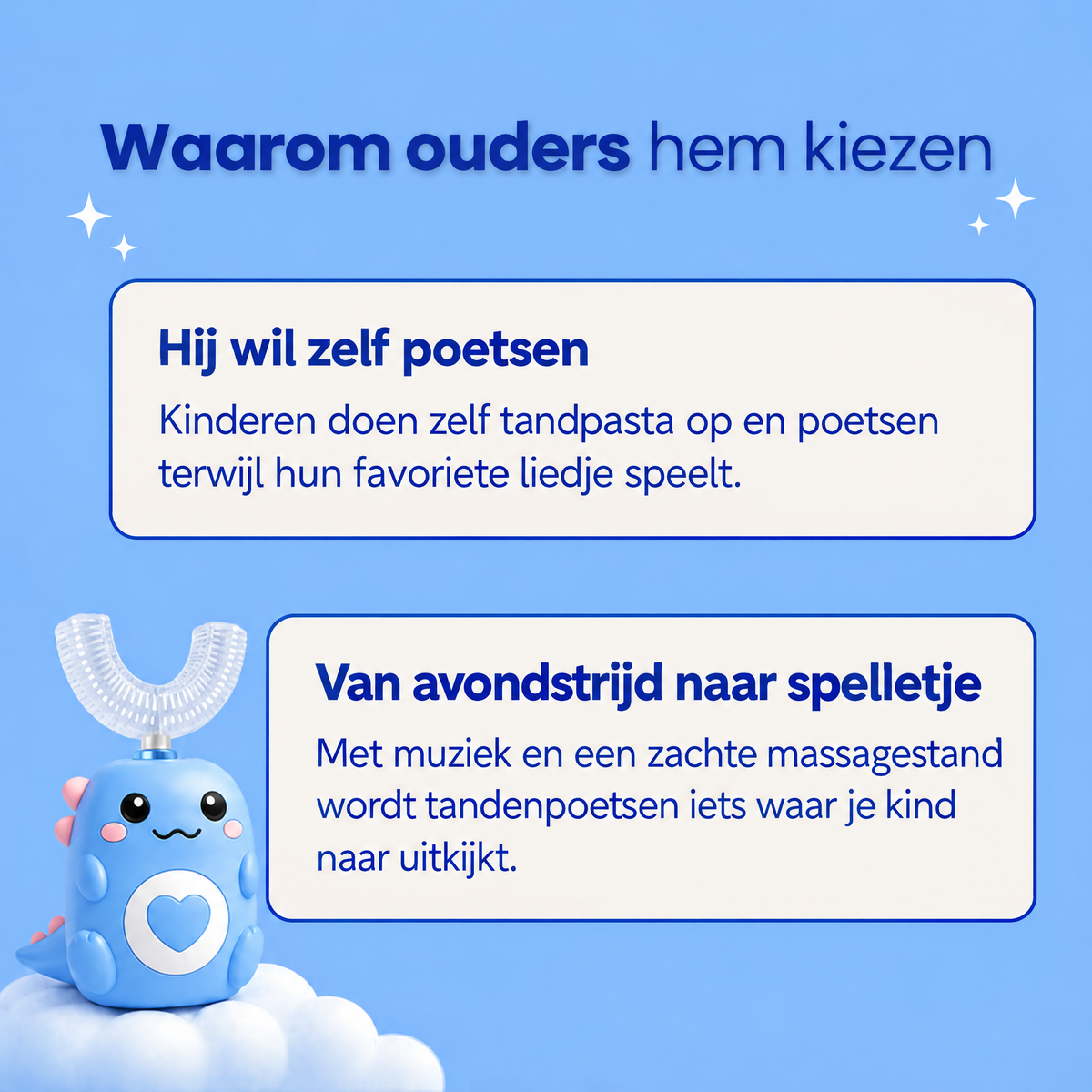 DinoBrush™ - De U-vormige elektrische tandenborstel voor kinderen (2–12 jaar)