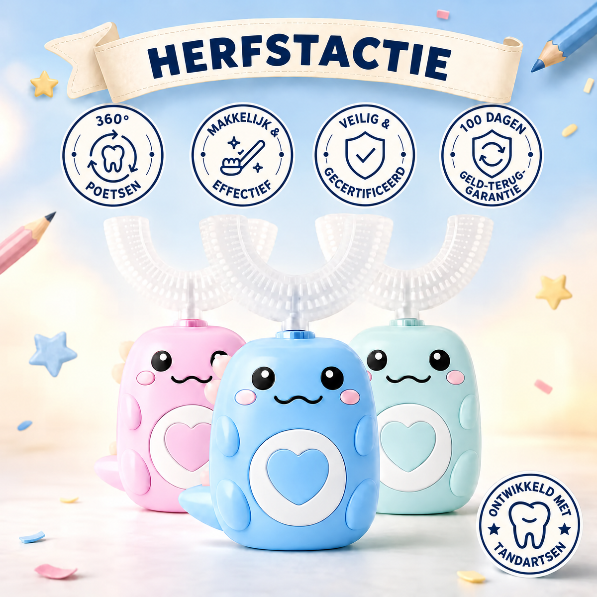 DinoBrush™ - De U-vormige elektrische tandenborstel voor kinderen (2–12 jaar)
