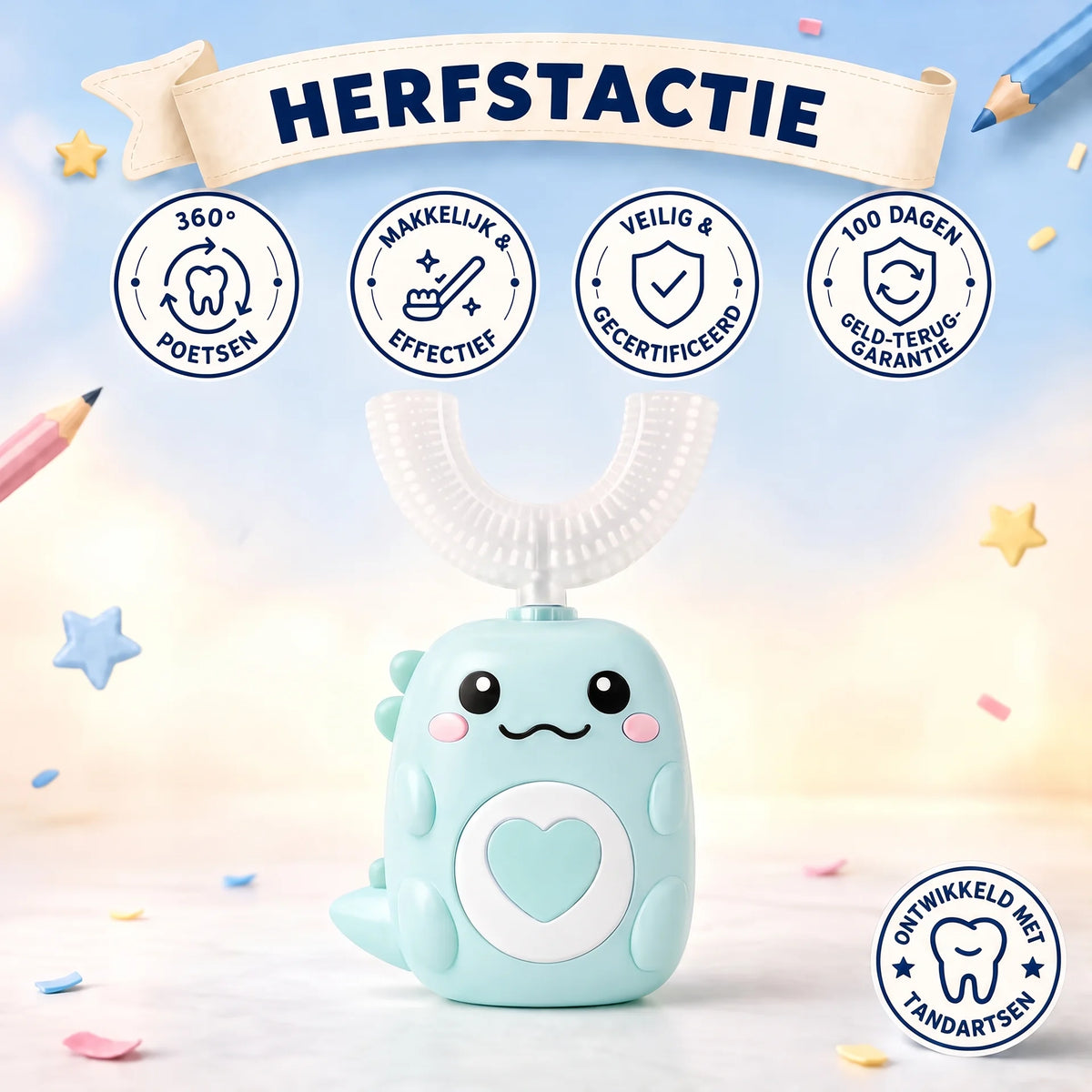 DinoBrush™ - De U-vormige elektrische tandenborstel voor kinderen (2–12 jaar)