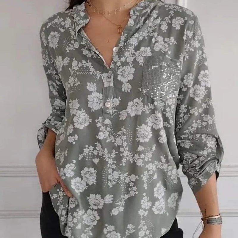 FRIEDLINDE I LANGERMIGE BLOEMENBLOUSE