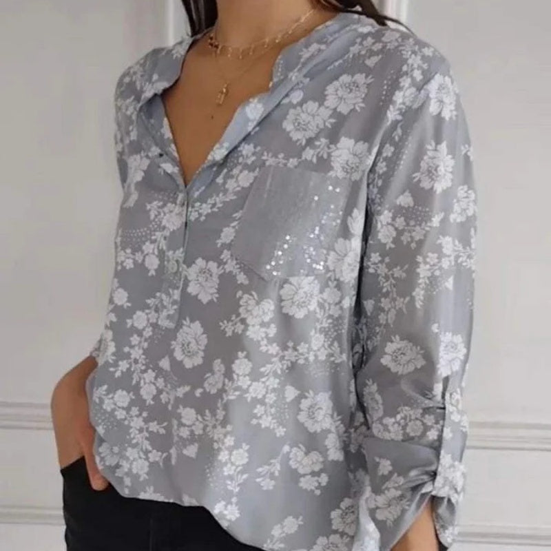 FRIEDLINDE I LANGERMIGE BLOEMENBLOUSE