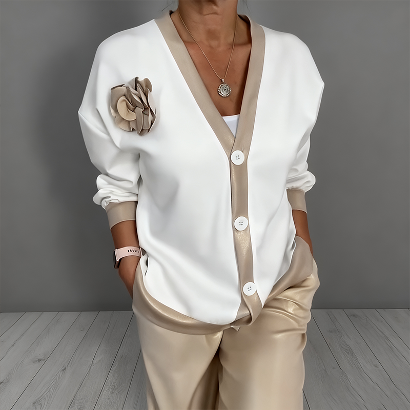 🔥 Tijdelijke aanbieding - 💃 Tweedelig damespak met een casual V-hals top en een high-waist broek 💞