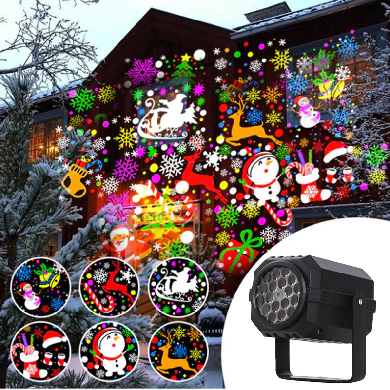 🎅 Rotating LED Christmas Pattern Projector Light – 16 Festive Patterns &amp; Dynamic Effect 🎄✨
