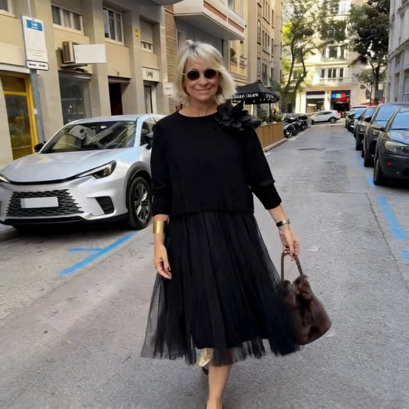 Dames set bestaande uit een lange mouwen top en een mouwloze jurk