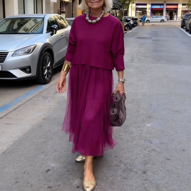 Dames set bestaande uit een lange mouwen top en een mouwloze jurk